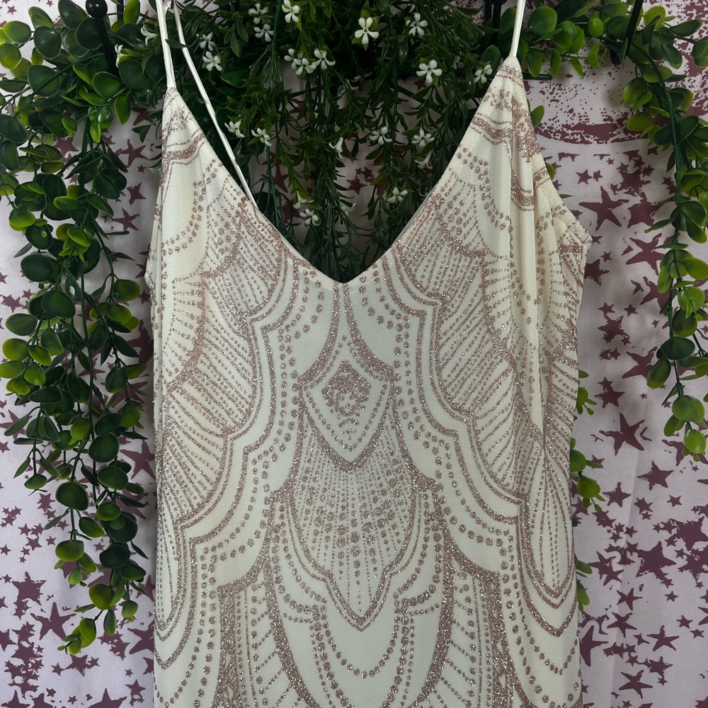 Jump Rose Gold Sequin Embellished Ivory Dress - Picture 3 of 8